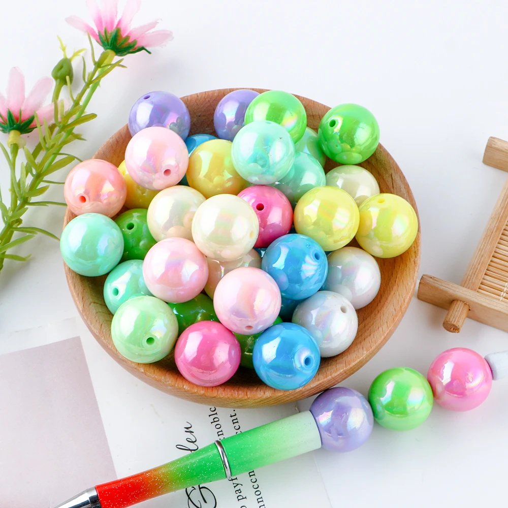 16/20mm 20/30 Uds nuevo VU plateado cuentas acrílicas de concha coloridas sueltas DIY cadena para teléfono móvil llavero Material accesorios de joyería - imagen 3