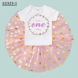 Vestido con tutú para niña recién nacida y falda con bodys
