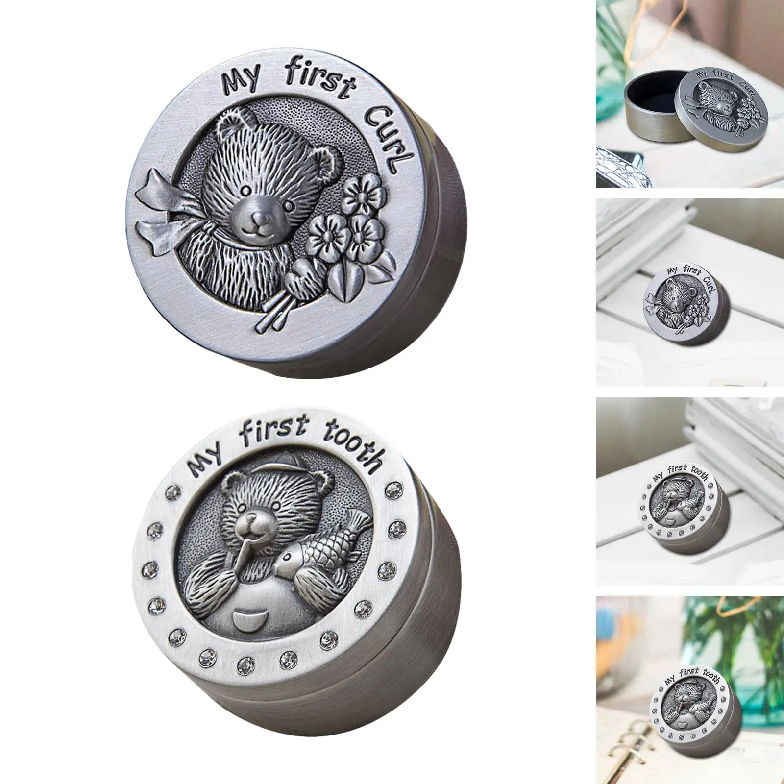 Baby Collections Box Metal Memorial Organizer Container Holder Metal Kids Keepsake Organizer for Childhood Nusery Decor Souvenir