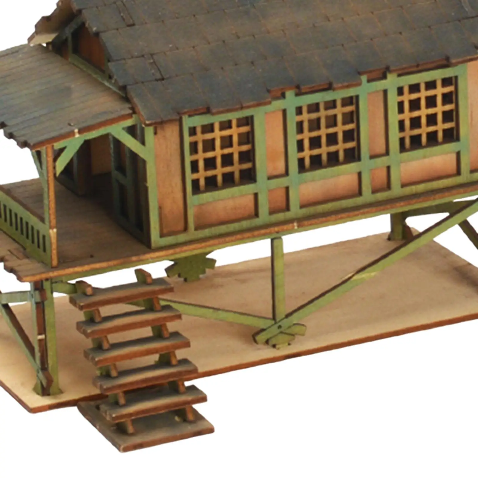 1/72 Models House DIY Crafts Unassembly DIY Wooden House Assemble Miniature Scene Layout Sand Table Decor Diorama Layout