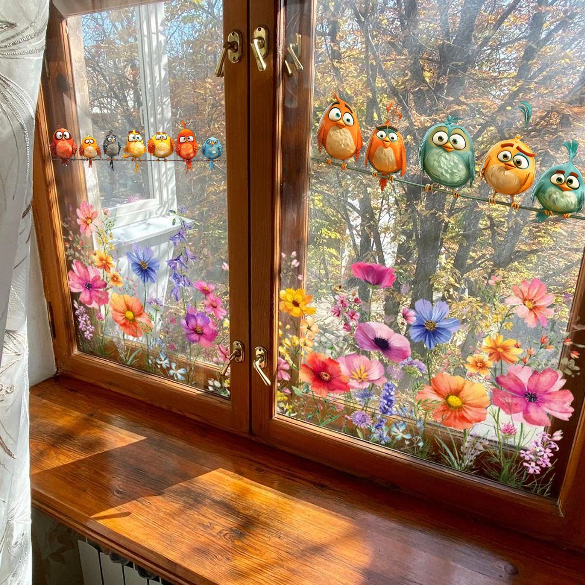 Pegatina de ventana pájaro colorido – Vinilo decorativo PVC extraíble - imagen 3