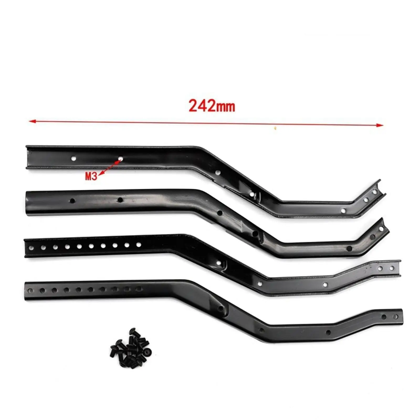 4x 1/10 RC Chassis Frame Rails Spare Parts Sturdy Metal Frame Rail Set for SCX10 4x 1/10 RC Chassis Frame Rails Spare Parts Sturdy Metal Frame Rail Set for SCX10