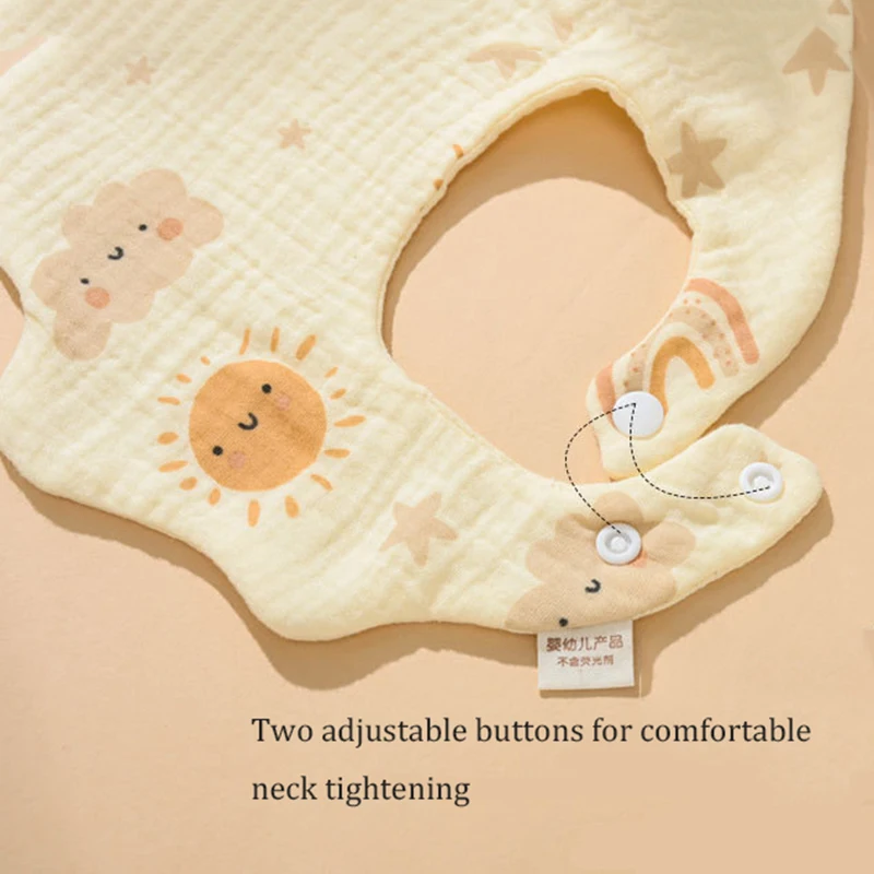 Baberos de gasa de algodón para recién nacidos, bufanda con hebilla ajustable y estampado bonito, Baberos de tela para recién nacidos, bufanda para Saliva, 3 uds. - imagen 3