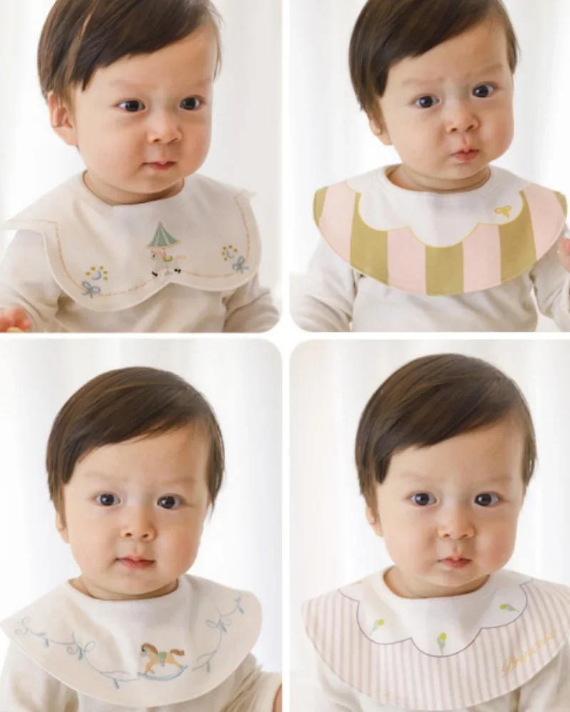 Babero impermeable para bebé, toalla de Saliva con dibujos animados, giratoria de 360 grados, para alimentación de recién nacido, 3 piezas