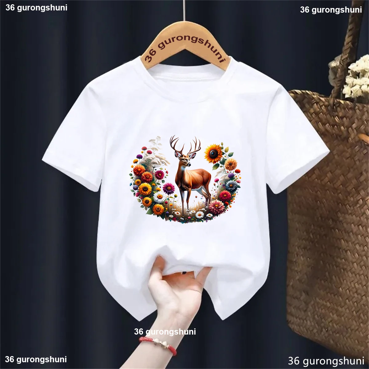 Camiseta infantil de manga corta con estampado animal kawaii - imagen 4