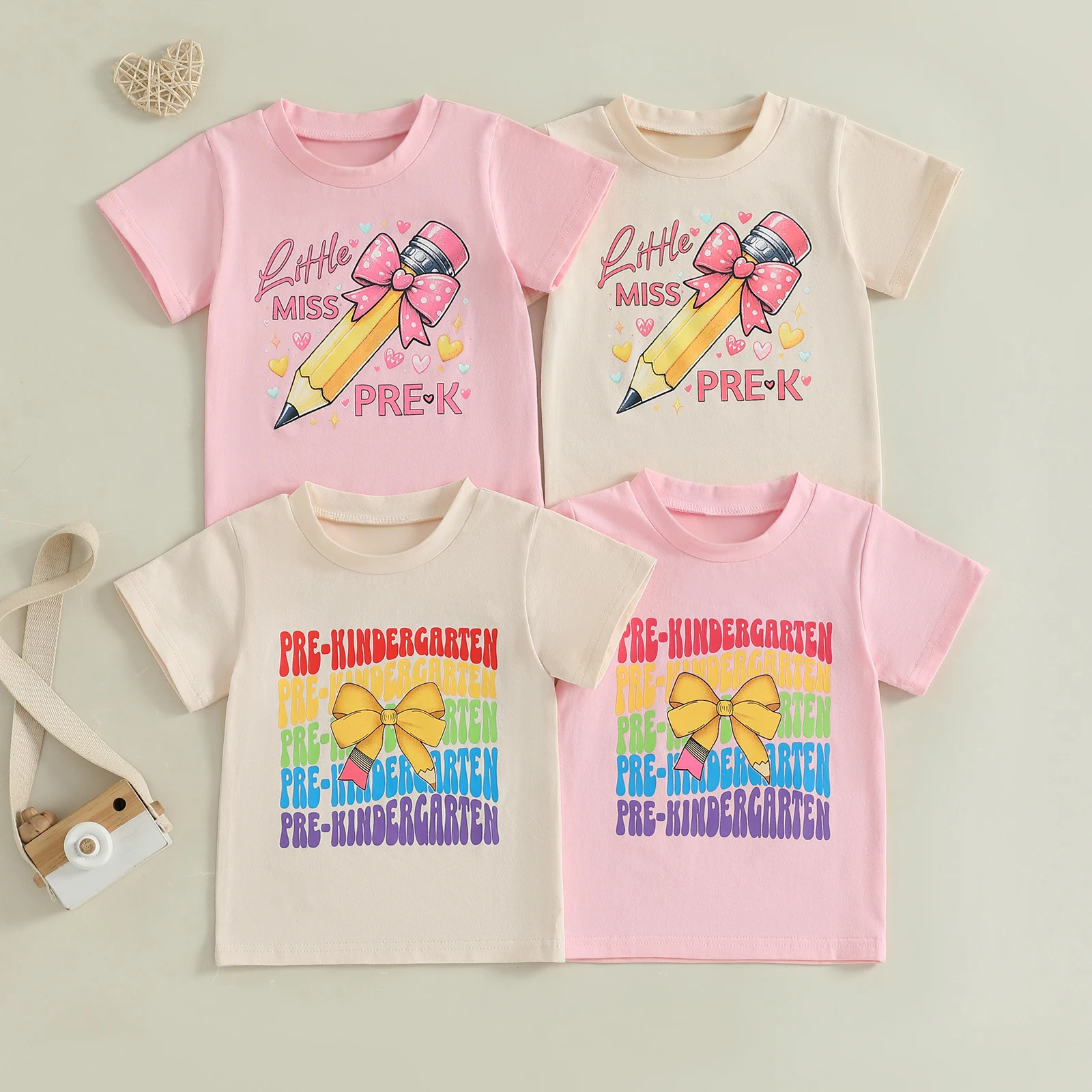 Tregren camiseta niña verano estampado letras cuello redondo 2-5 años - imagen 2