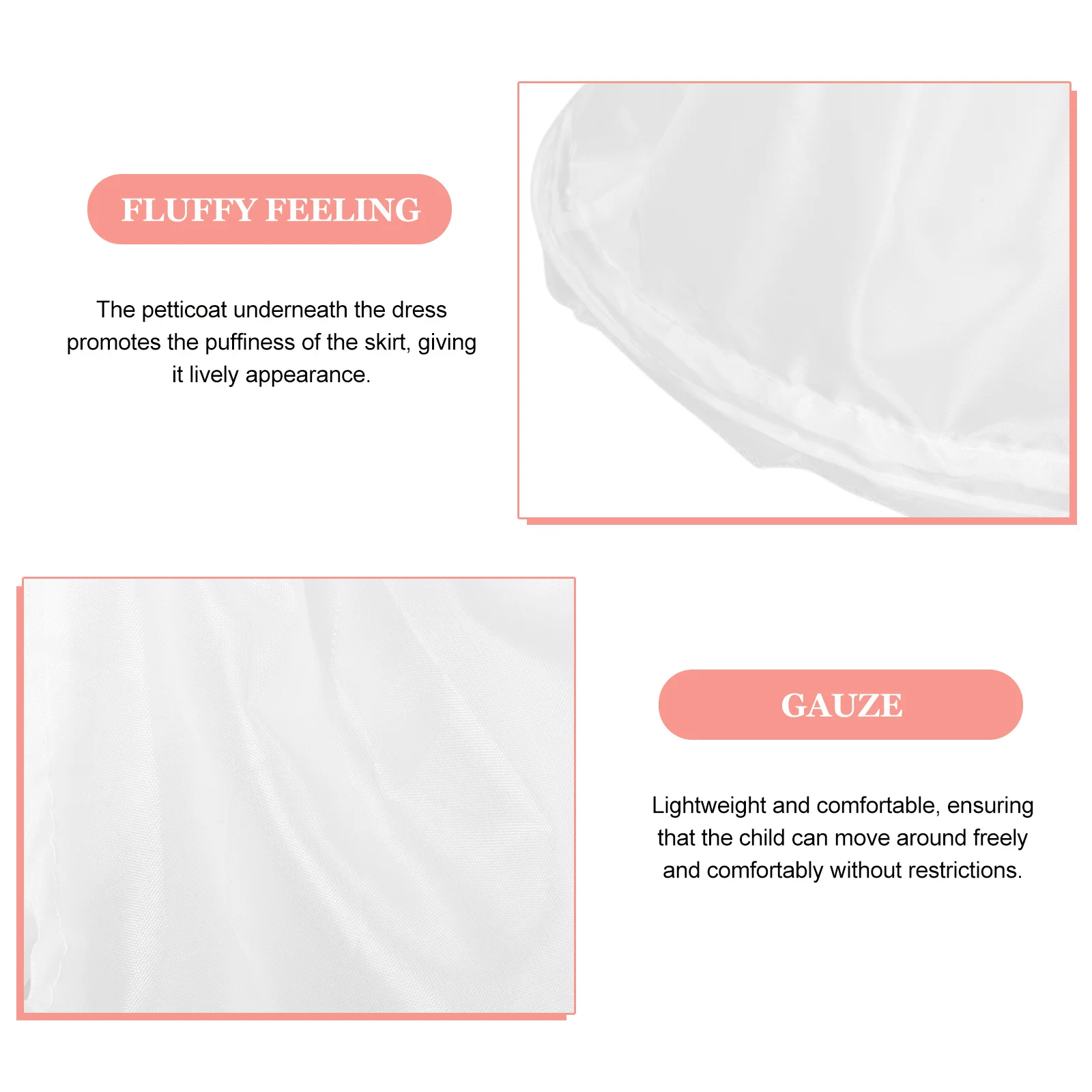 Falda Interior Corta para Niñas, Ajustable, Ligera y Cómoda, para Vestidos de Fiesta, con Aro