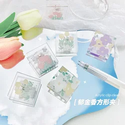 Clip floral acrílico transparente para organizar documentos