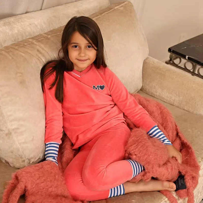 Pijamas a juego familia azul y rosa para bebé y niña - imagen 2