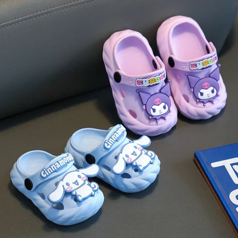 Zapatillas Kawaii Sanrio de verano para niños, zapatillas de interior de dibujos animados de Anime Kuromi Cinnamoroll para niños, chanclas antideslizantes para el hogar, regalo para niñas - imagen 2