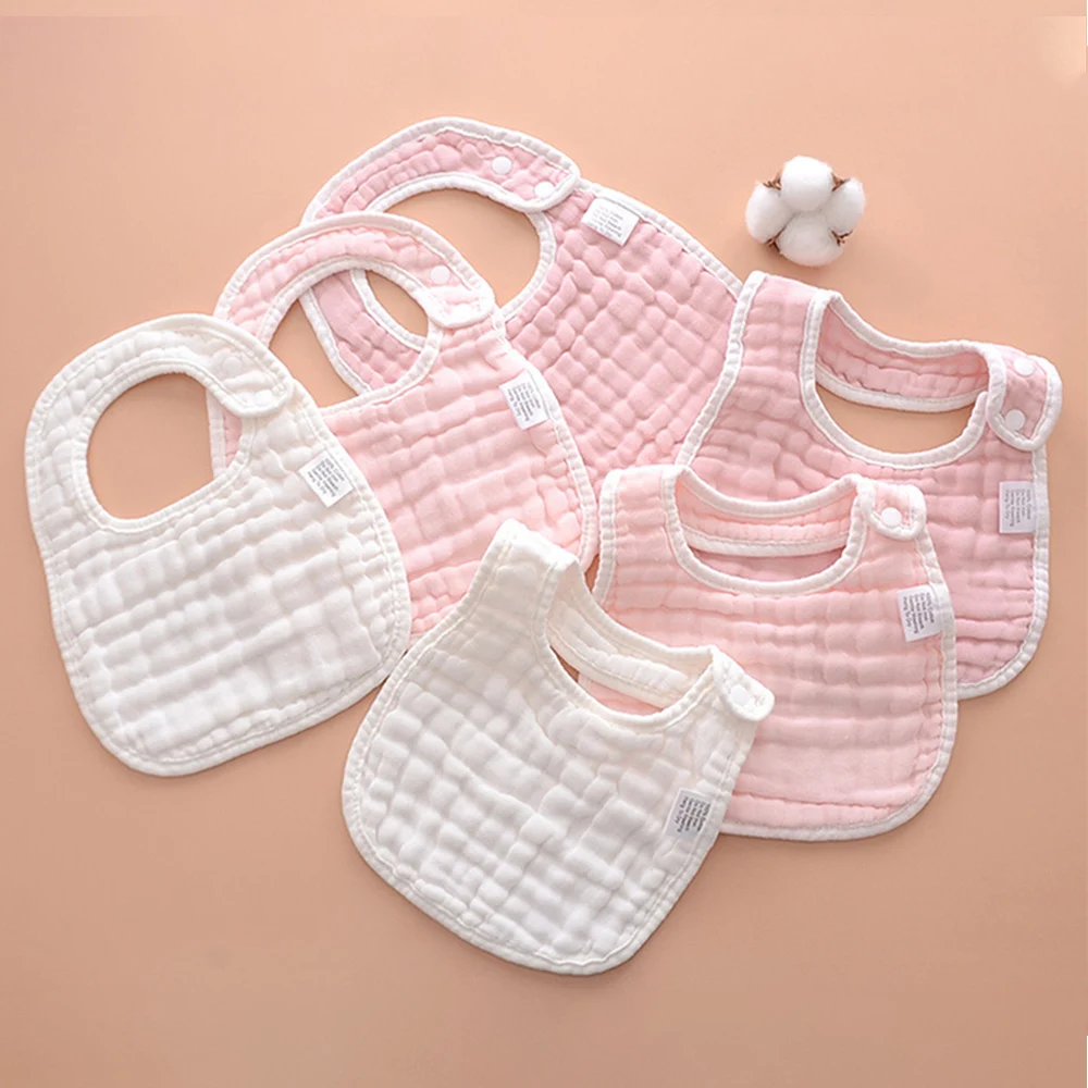 6 unids/set Baberos para bebé, toalla para Saliva, gasa suave, paño de absorción de algodón, eructo en forma de U, Baberos de alimentación ajustables para niños, cosas para comer para bebés - imagen 3