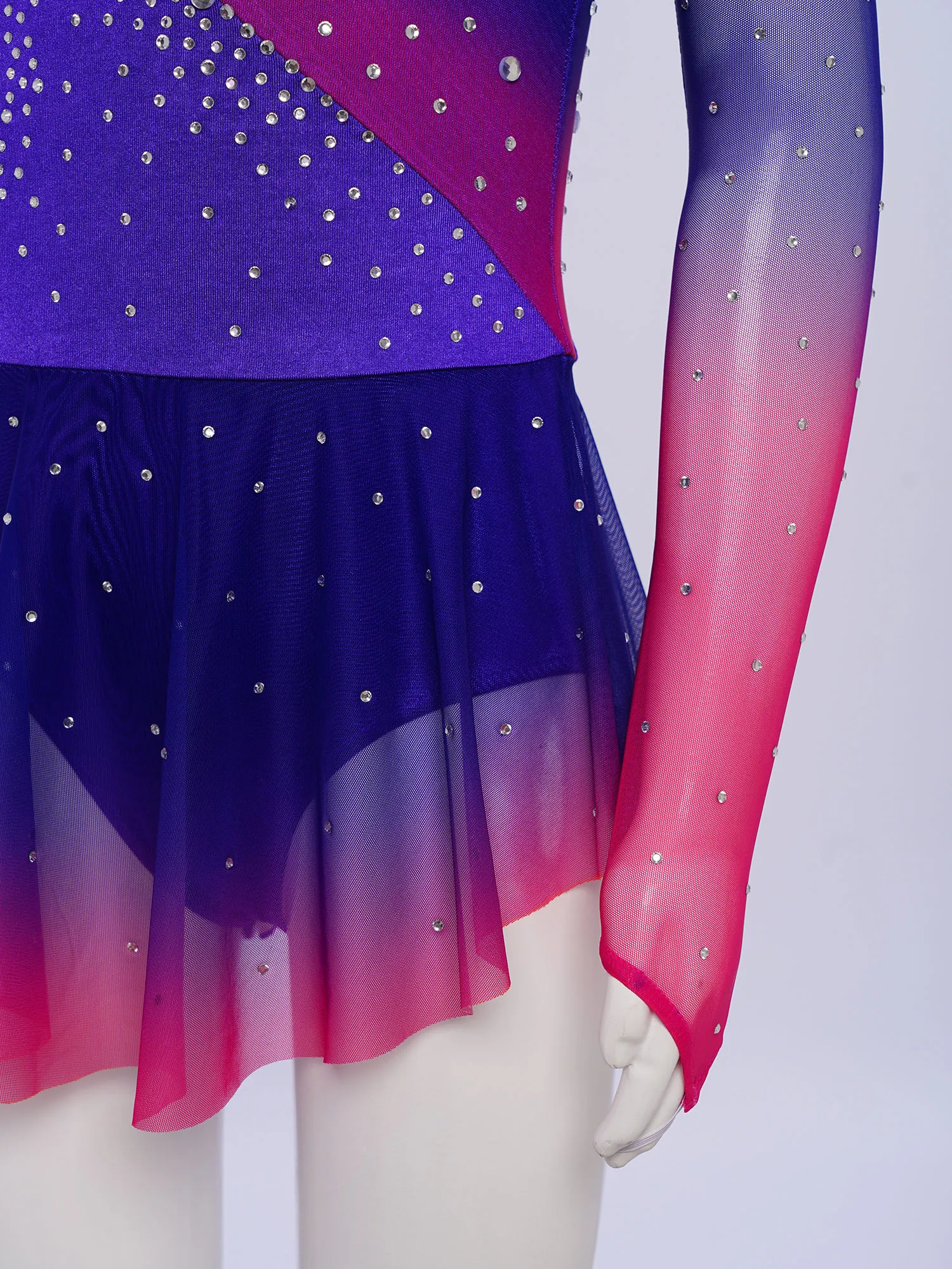Vestido de baile de patinaje artístico para niñas, traje de gimnasia de Ballet rítmico con diamantes de imitación, Ropa de baile contemporánea moderna lírica - imagen 5