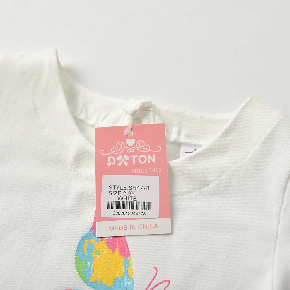 Vestido de niña DXTON de algodón con estampado mariposa y bolsillos