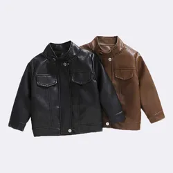 Chaqueta infantil de cuero sintético con cremallera