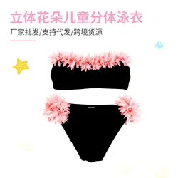 Bañador infantil de dos piezas con flores sin mangas para playa