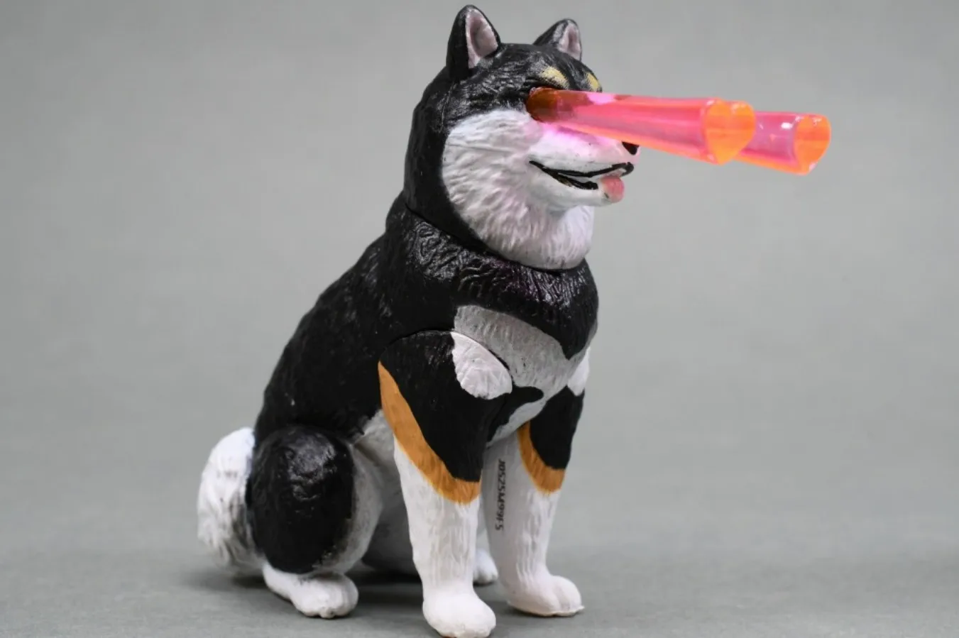 TakaraTomyArts cápsula juguetes lindo kawaii Eye Beam ★   Stare de la muerte Shiba Inu naranja gris tabby neko gato gatito perro figuras sentadas - imagen 3