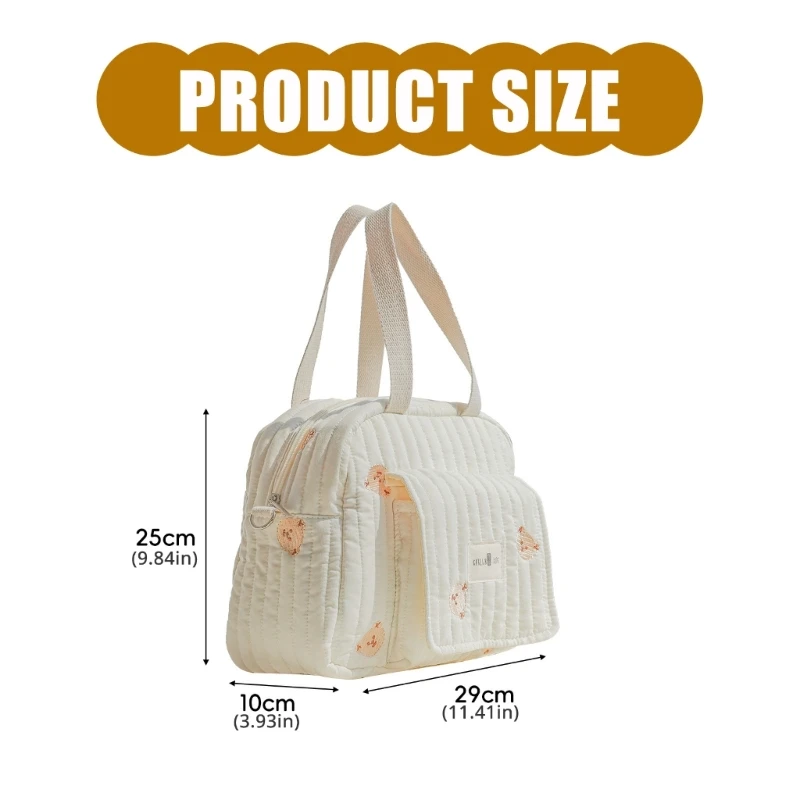 M76C Bolso pequeño funcional para padres con múltiples bolsillos y atractivo bolso maternidad con patrón oso adecuado para - imagen 5