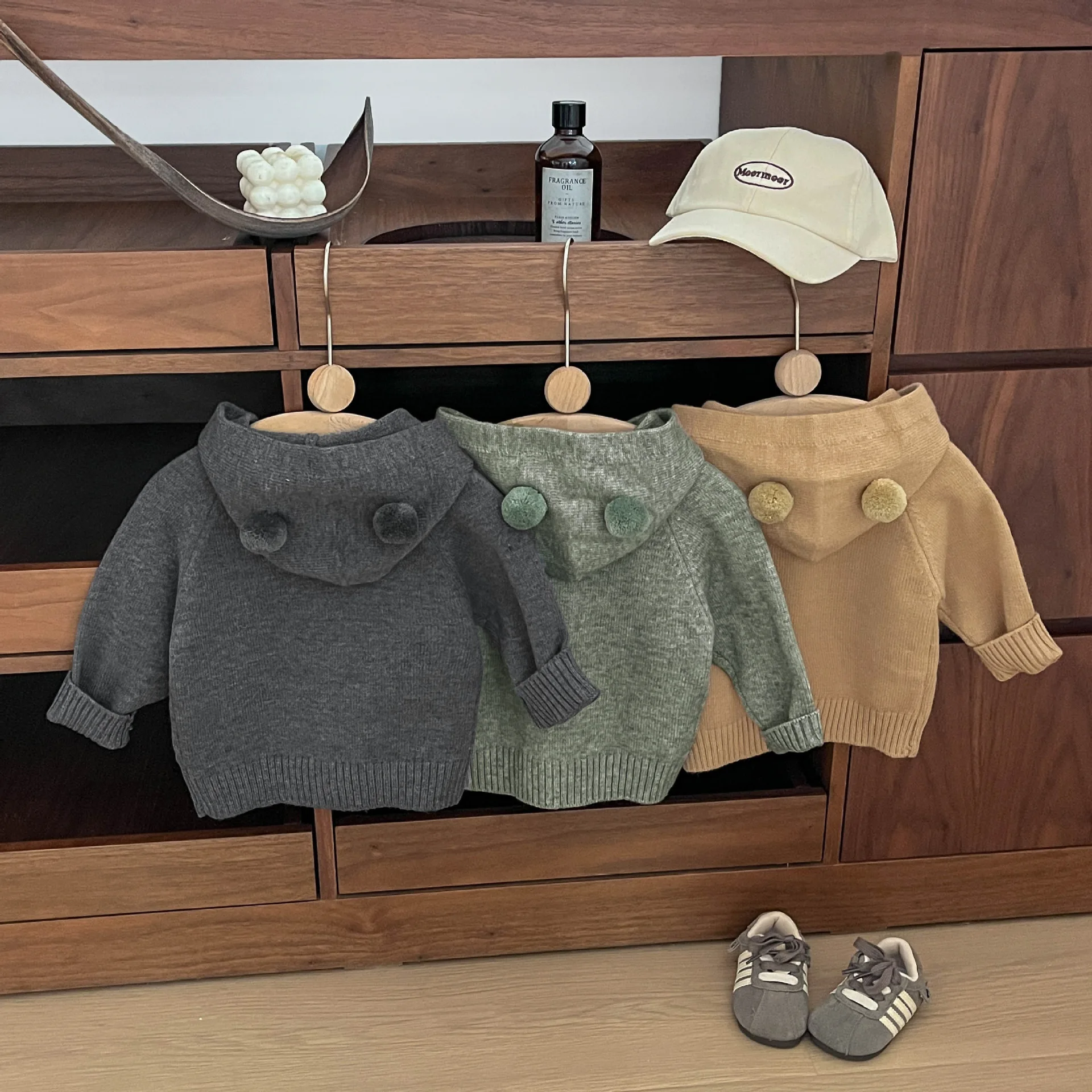 Suéter de otoño para niños, abrigo con capucha de punto que combina con todo para uso diario, moda coreana, para niños y niñas - imagen 4