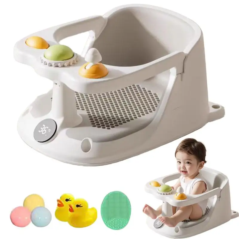 Asiento de bañera para bebé, ventosas deslizantes seguras, silla de bañera para recién nacidos, cuidado del bebé, Adorable asiento de ducha para niños de 6 a 18 meses