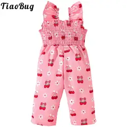 Mono estampado de verano para niña con cintura alta y volantes
