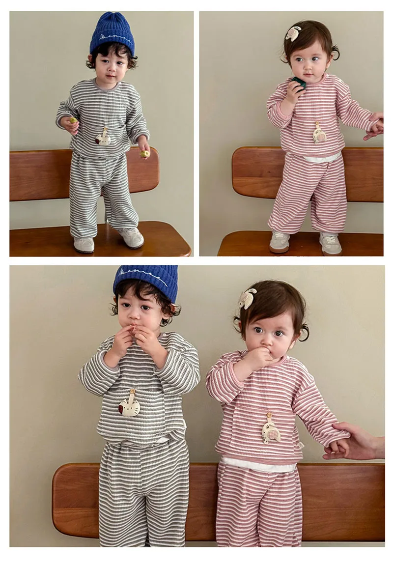 MILANCEL conjunto de invierno con capucha rayada para niños - imagen 2