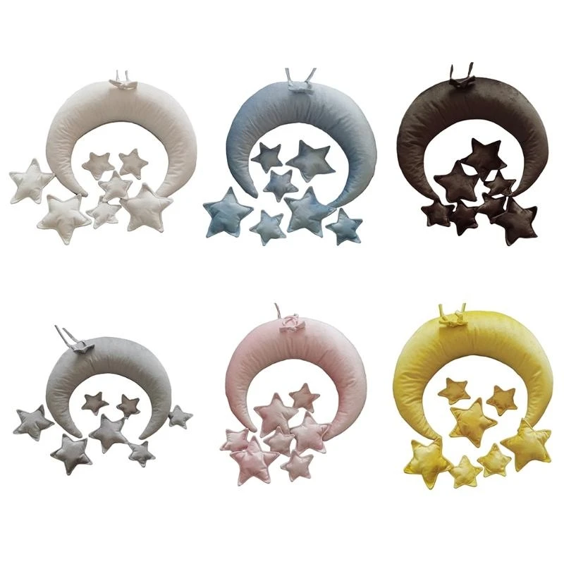M76C 9 PC/set Props fotografía recién nacida Foto bebé Posación almohada Media Crescent+Estrellas - imagen 2