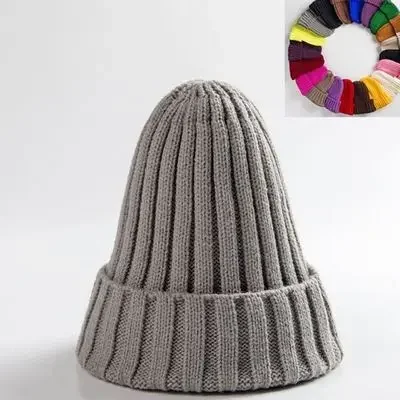 Gorro de invierno punto acanalado holgado unisex cálido europeo