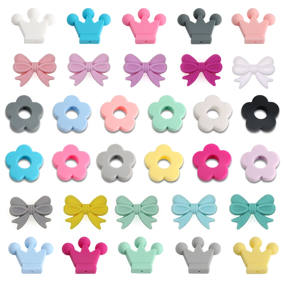 Kovict 10-50 Uds Mini corona de Color sólido flor arco cuentas de silicona para joyería DIY hacer pulsera collar Etc accesorios hechos a mano