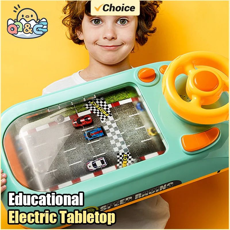 Consola de juegos de carreras de mesa eléctrica educativa, desafío de aventura, volante de conducción simulado, juguete para niños
