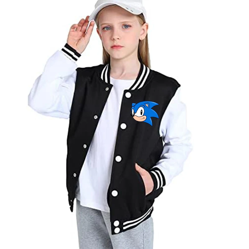 Nuevo uniforme de béisbol de moda Sonices para niños, abrigos bonitos de dibujos animados de Anime para niños y niñas, chaquetas negras cálidas de otoño e invierno, regalos - imagen 2