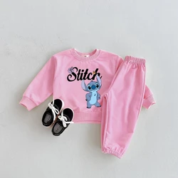 Ropa de bebé con patrón de puntada, sudadera de otoño, pantalones, 2 unid/set, ropa para niños, chándales, trajes informales, ropa para niños de 0 a 6 años