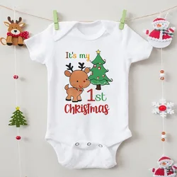 Body con estampado de ciervo de Navidad para bebés, Mono de manga corta para niños y niñas, ropa infantil para fiesta de navidad