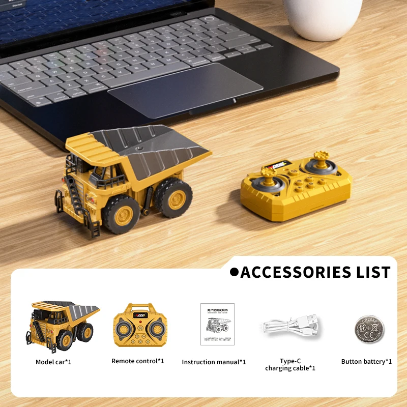 Mini camión volquete Rc de aleación fundida a presión, Control remoto por aplicación, coches de colección de ingeniería de escritorio para niños, regalo para niños, 1/64