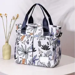 Bolsa de mamá estampada multifuncional, bolsa de pañales para bebés impermeable de gran apertura, bolsa ligera para el cuidado del bebé de gran capacidad, saliente