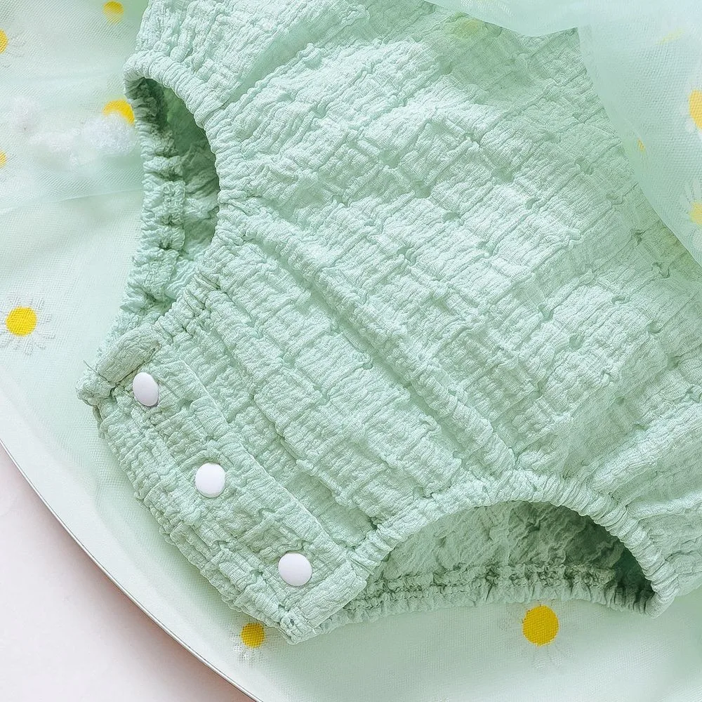 Sweet Mesh Romper Dress Baby Girl Sleeveless Suspender Small Daisy Gauze Skirt Summer Daily Wear for Toddler Girl 3-24 Months - imagen 4