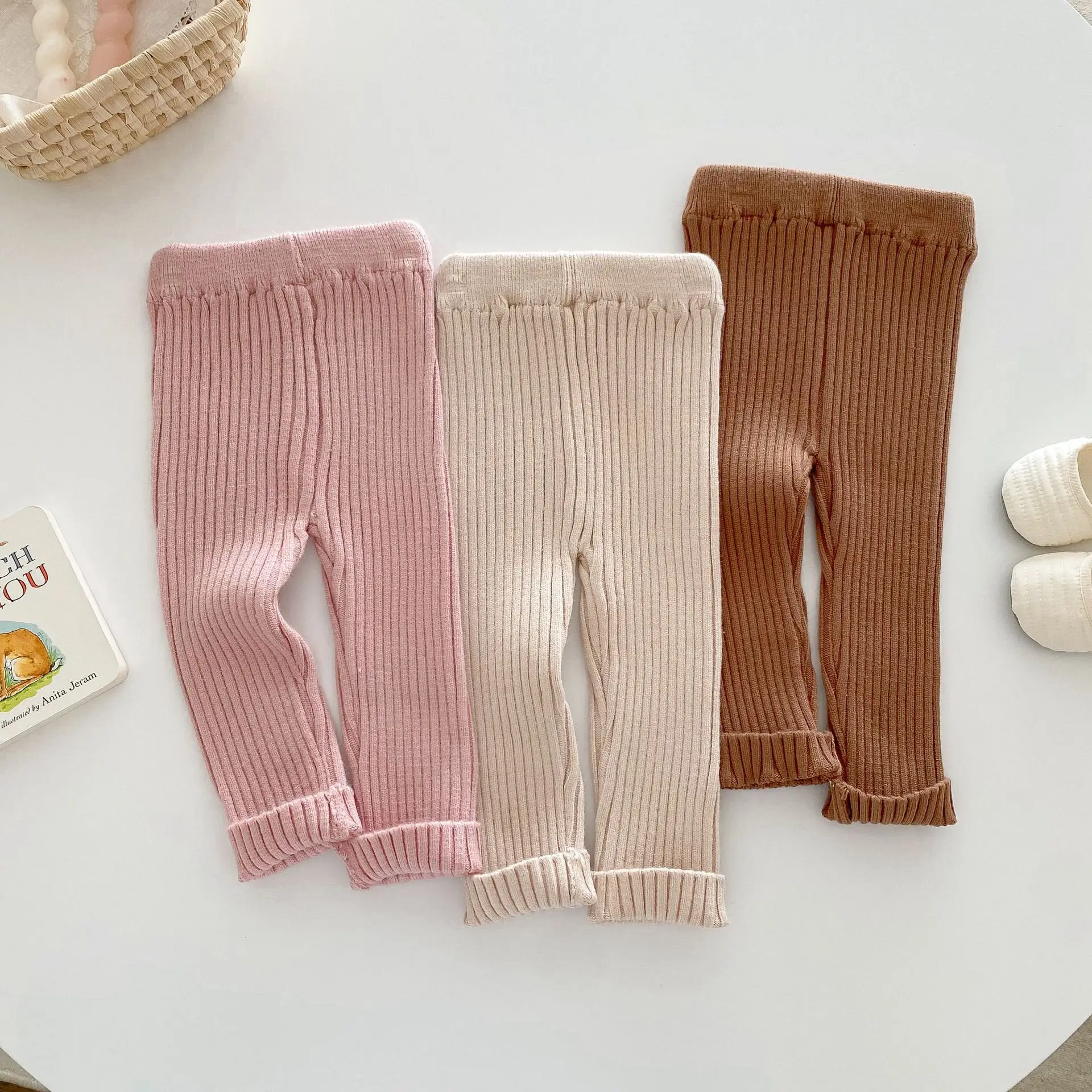 MILANCEL, nuevas mallas tejidas de otoño para niños de 0 a 5 años, pantalones ajustados con bonitos dibujos para niñas, pantalones con tiras para bebés - imagen 4