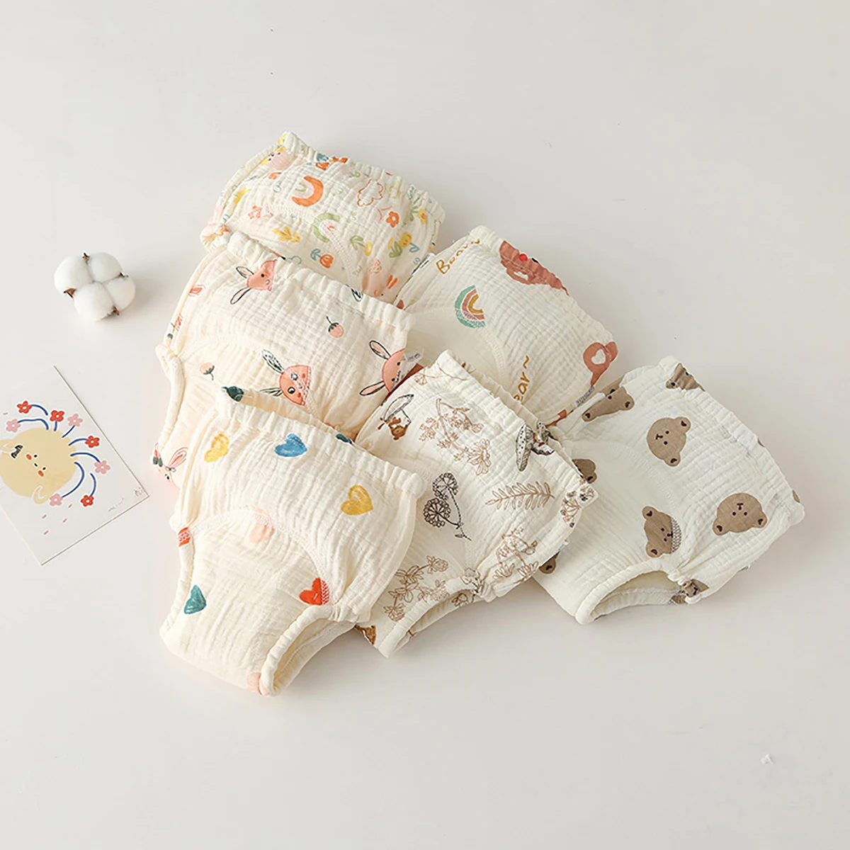 Pantalones de entrenamiento reutilizables impermeables para bebé, pañal de algodón, pantalones cortos para bebé, bragas, ropa interior cambiante - imagen 2