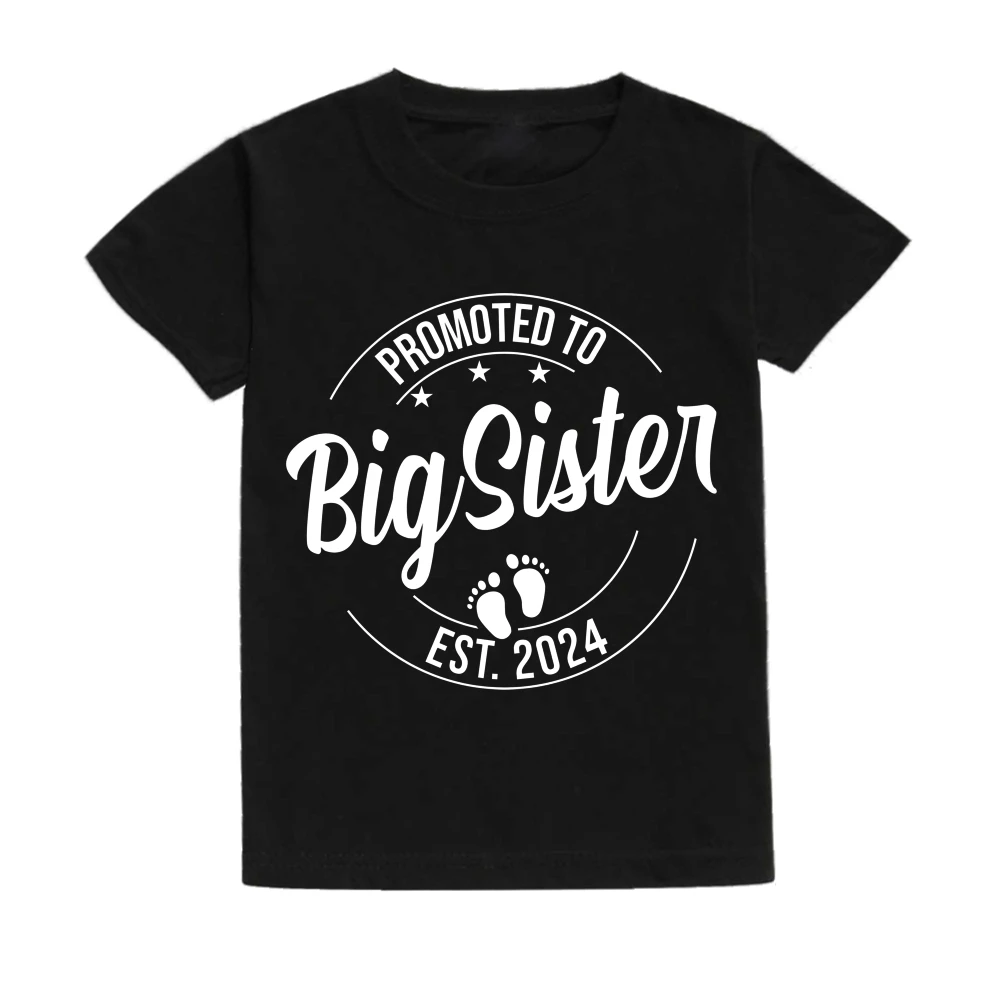 Camiseta para niño y hermana mayor, camisa para anuncio de bebé, ropa para niña, Atuendo para hermana mayor, camisetas cortas para niño pequeño 2024 - imagen 4