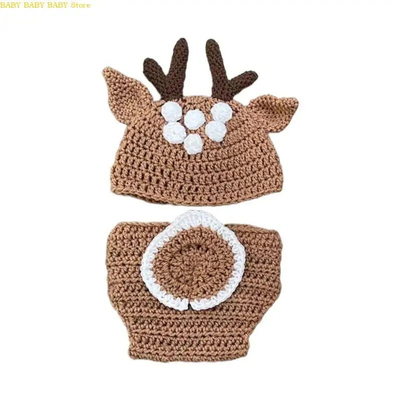 Q81A Hat tejido tejido Sesión fotográfica Fotografía fotografía ropa para niños 1-3 mes - imagen 2