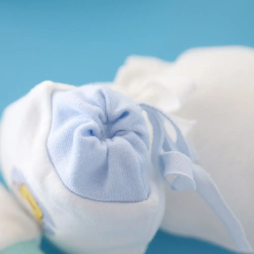 Cuidado invierno puro algodón infantil antiarañazos guantes con cordón - imagen 4