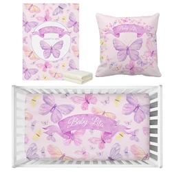 LVYZIHO Juego de cama personalizado para bebé con nombre – Mariposas