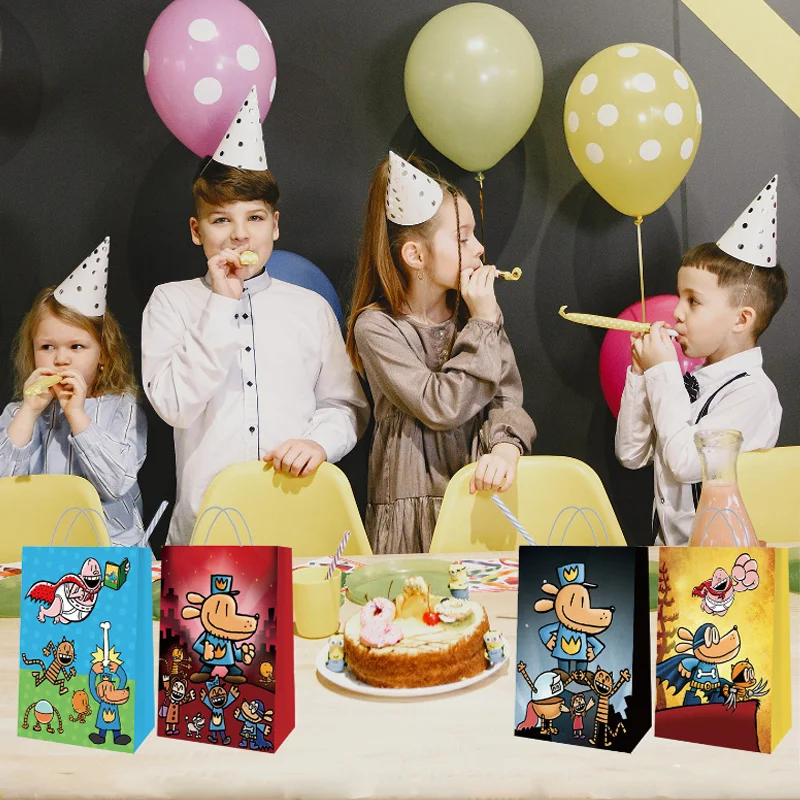 Bolsa de regalo de Anime para hombre y perro, estuche creativo de película con bonito patrón de dibujos animados, saco de dulces de papel Kraft a la moda, suministros para fiestas, 12 Uds. - imagen 2