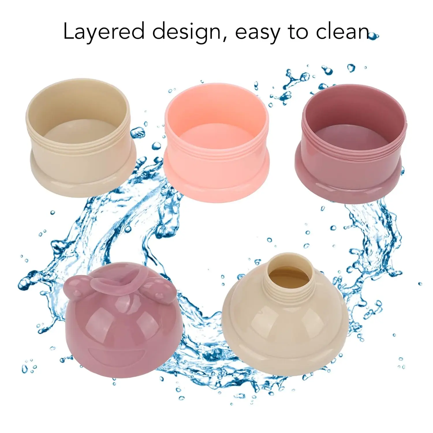 Caja de leche en polvo para bebé, caja de leche en polvo extraíble, portátil, fácil de llevar para niños pequeños en la habitación, contenedor de aperitivos rosa claro - imagen 5