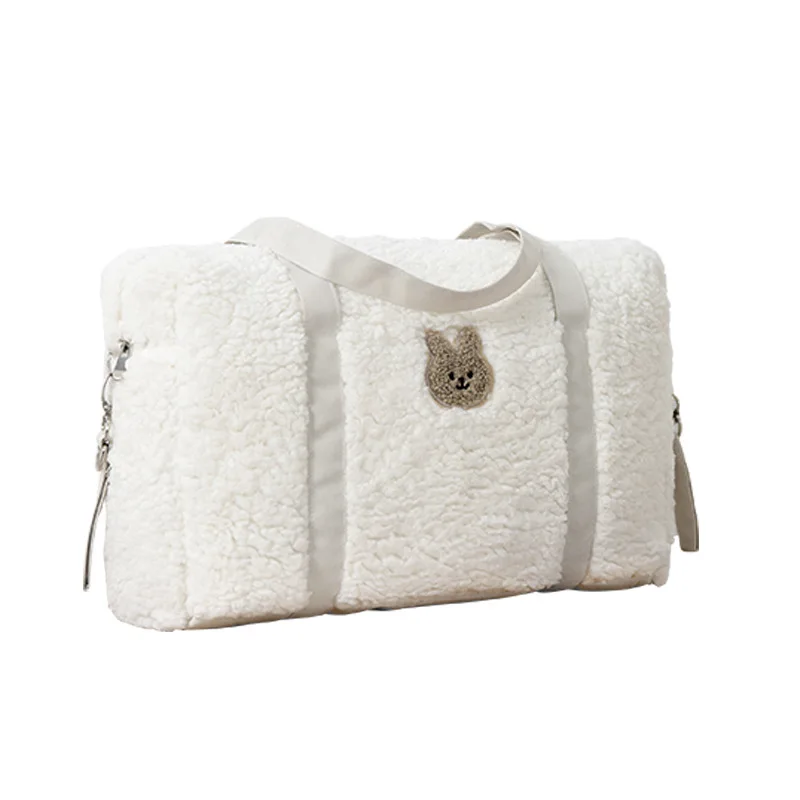 Bolso de mamá a la moda estilo Ins, bolso grande informal coreano con dibujos de animales y correas para cochecito, bolsa de pañales para almacenamiento de cosas de bebé a la moda - imagen 5