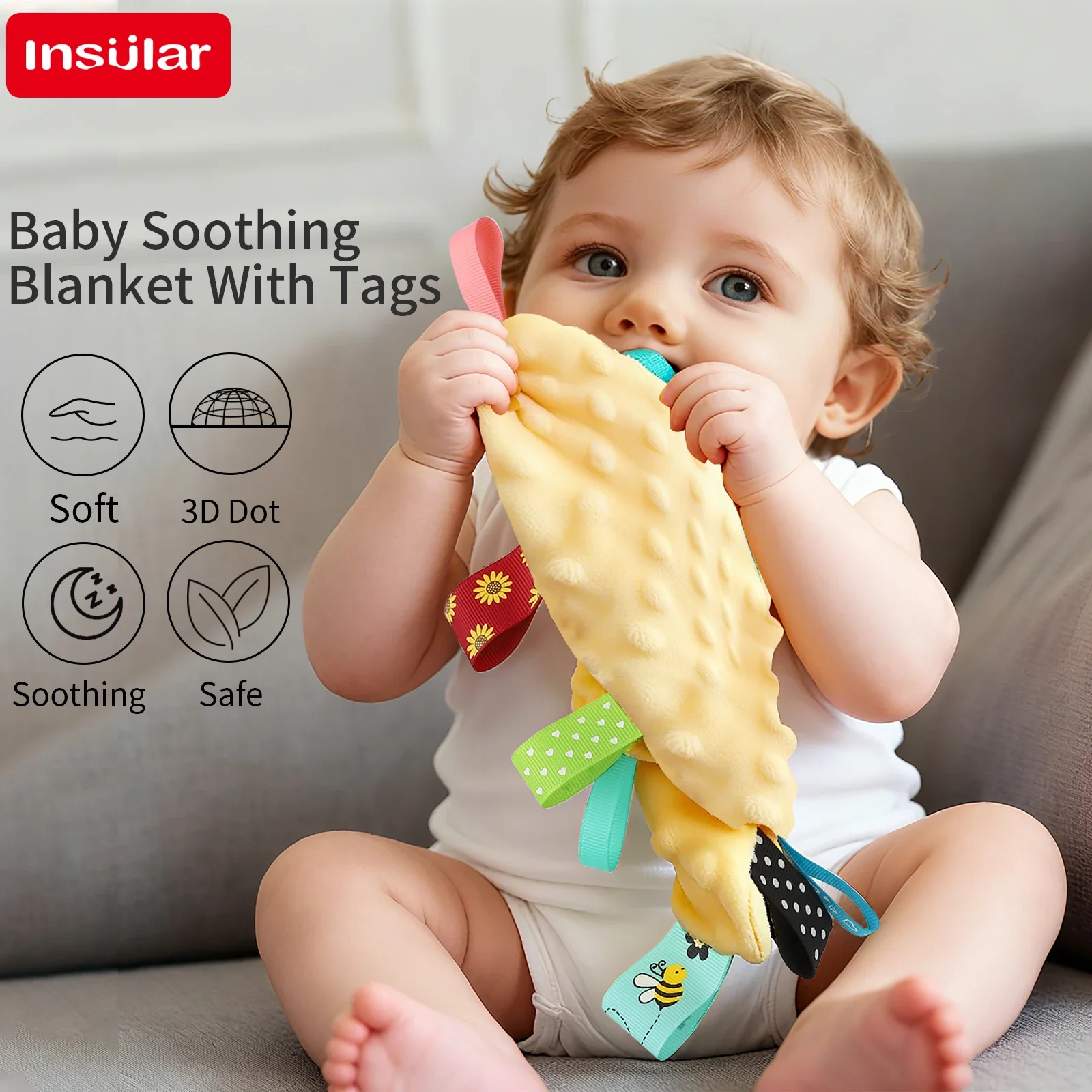 Renkli Bebek Uyku Yardımı Doudou Etiket Yatıştırıcı Havlu Bebek Ninni Mendil Çocuklar Uyku Arkadaşı Yatıştırıcı Rahat1-3Y - imagen 2