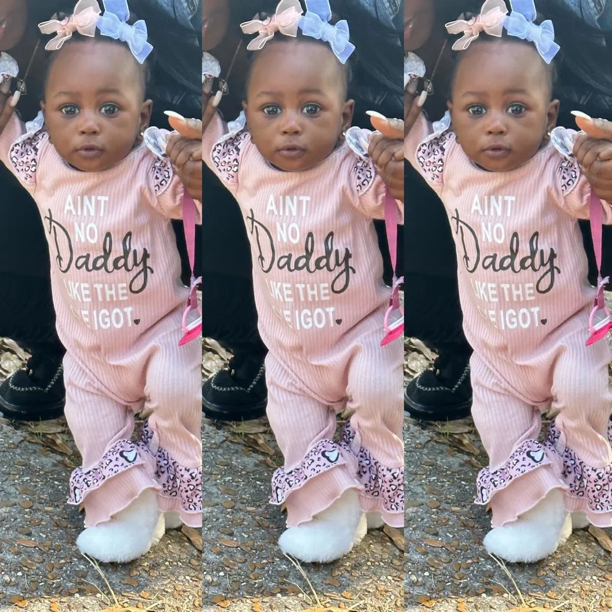 Pelele de manga larga con volantes para niña recién nacida, mono acanalado de punto con letras, viene con diadema - imagen 5