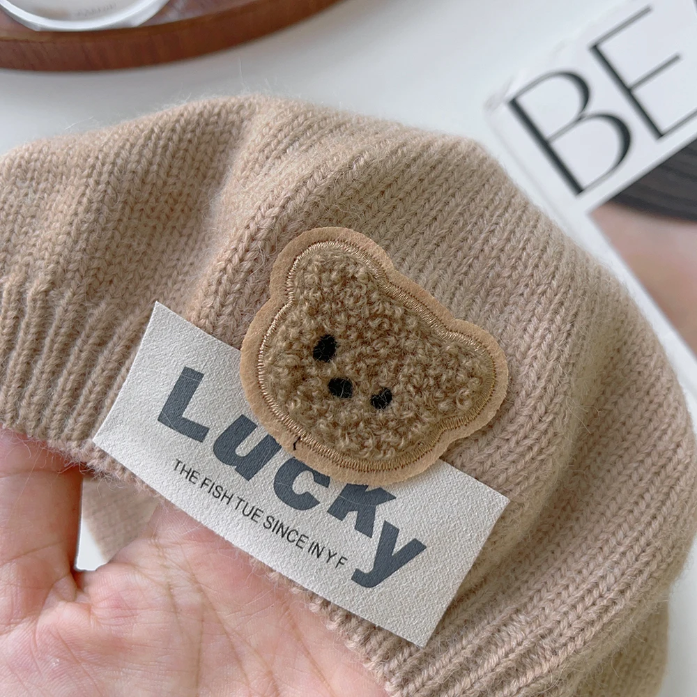 Boina de punto de lana para bebé, gorro plano francés a cuadros, versátil, suave, cálido, para exteriores, Otoño e Invierno - imagen 4