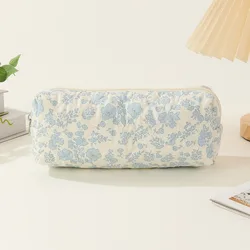 Estuche floral de algodón con cremallera para el colegio