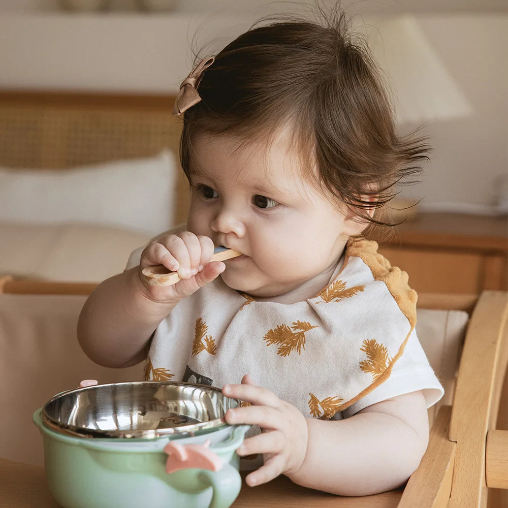Bufanda cálida de invierno para bebé, toalla de Saliva con estampado de plantas de dibujos animados, doble cara, suave, botón ajustable, Baberos para alimentación, 1 unidad - imagen 2