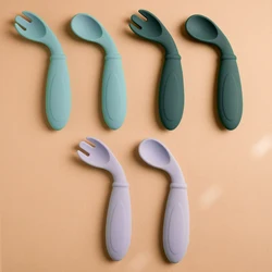 Cubiertos de silicona para bebé – Cuchara y tenedor antiderrame